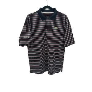 Lacoste Sport Polo Shirt Black White Red Striped Size 4 Medium